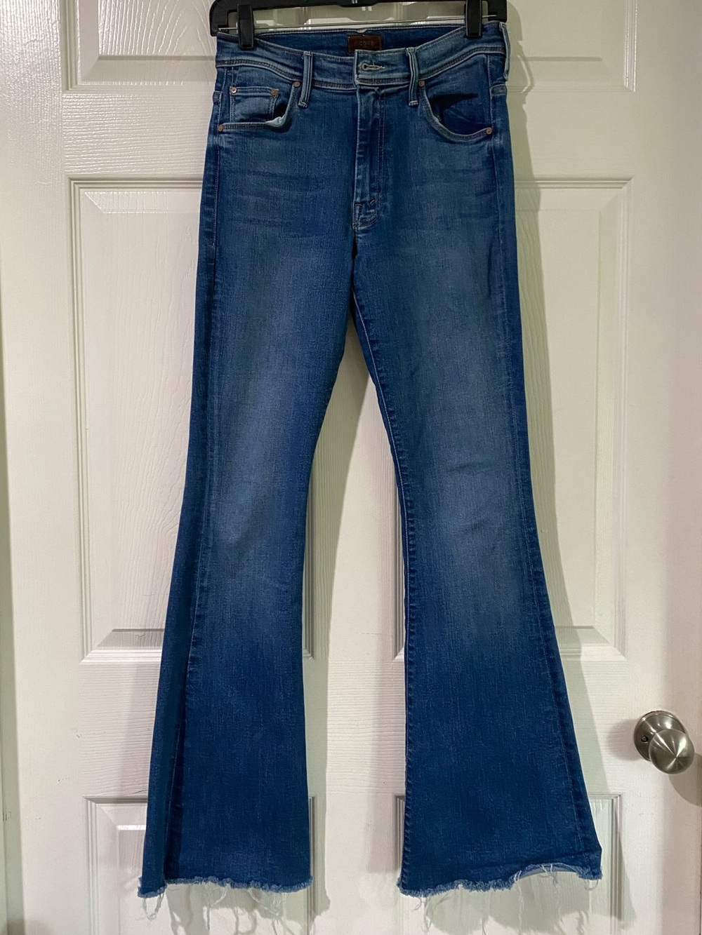 Mother The Cruiser Sneak Fray Jeans Hike Hike Baby Size 27 Flare Preppy 70s - Picture 4 of 16